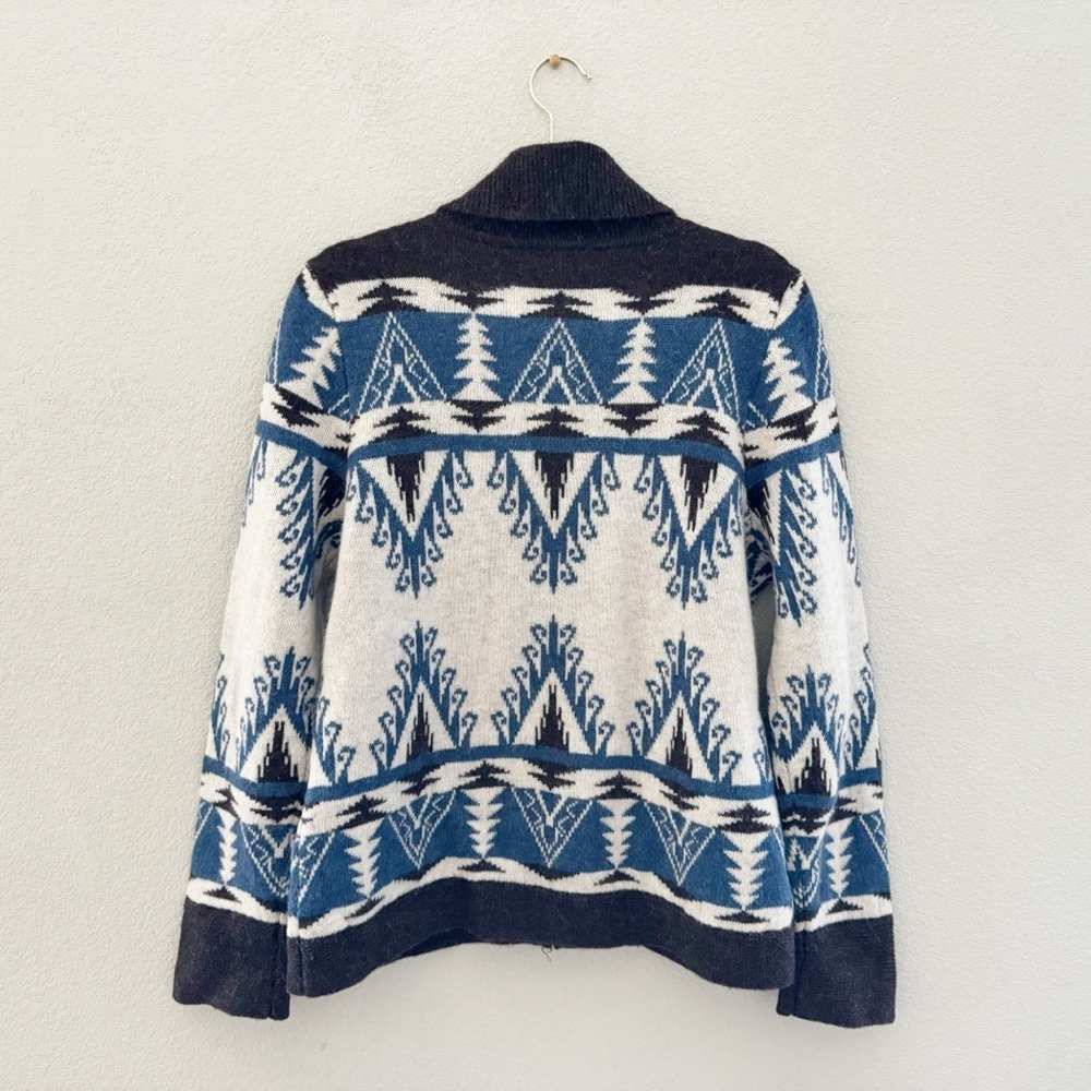 Pendleton Cardigan Sweater Wool Alpaca Knit Aztec Southwestern Country Blue L - Picture 2 of 8